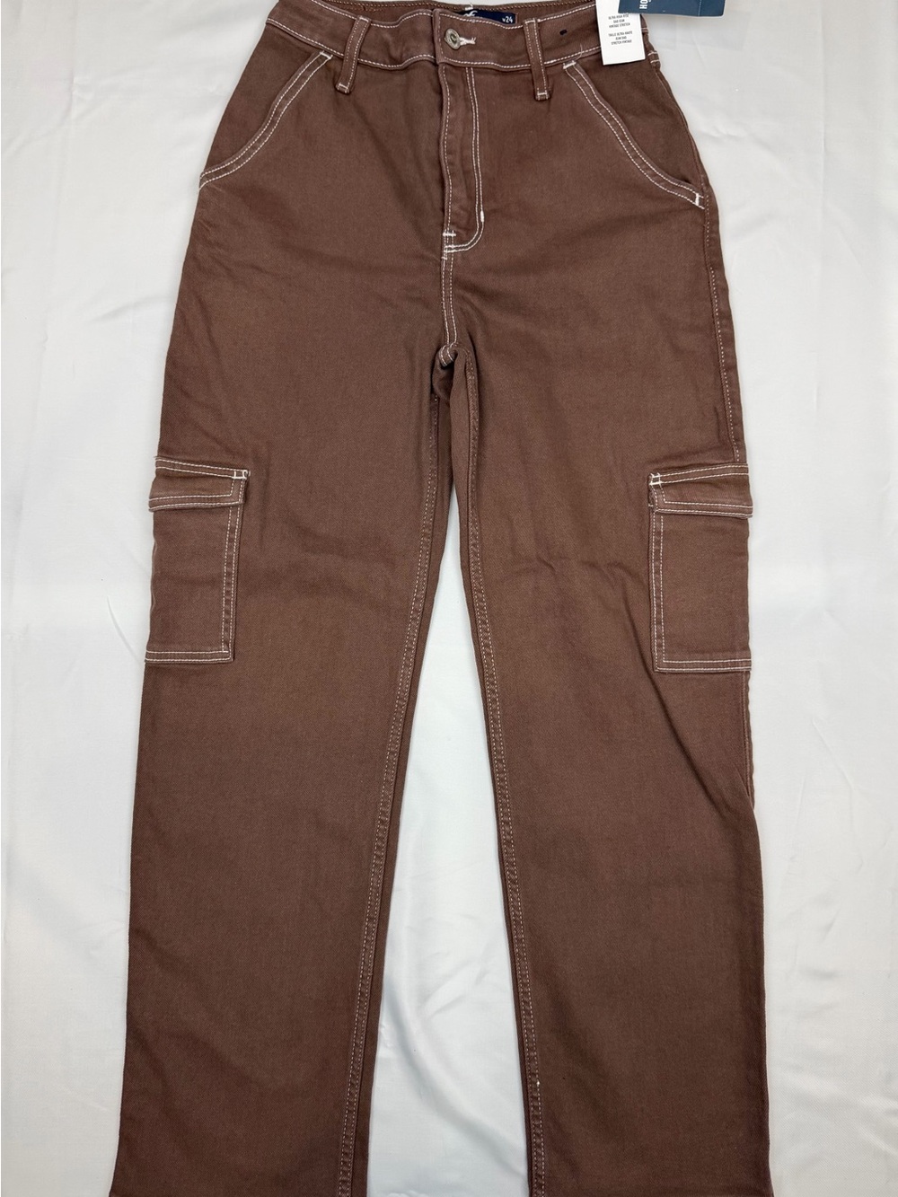 Hollister Brown Cargo Pants with Contrast Stitching